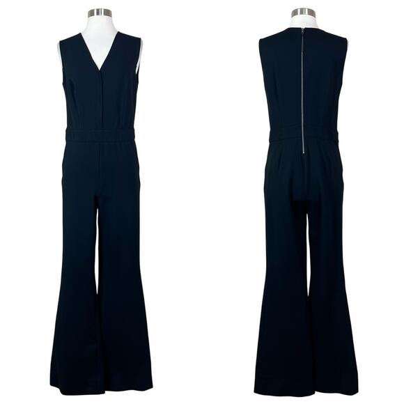 Spanx | Black Perfect Sleeveless V Neck Ponte Flare Leg Slimming Jumpsuit M EUC - Picture 11 of 11
